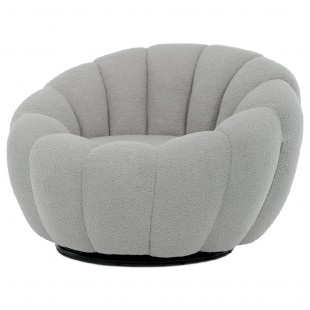 Křeslo relaxační, látka šedá Bouclé, otočné. AK-341 GREY2